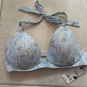 Shade & Shore Blue Snake Print Bikini Top 34C